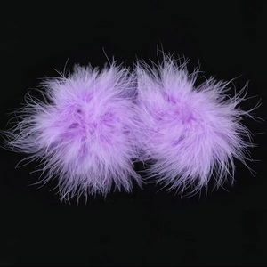 Women's Sexy Feather Nipple Cover Pasties With Round Nipple Stickers. Purple.